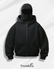 Unisex Zip-Up Hoodie with Built-In Mask – Blank Printable Template