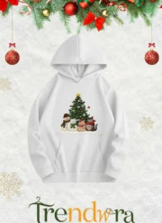 Unisex Christmas Tree & Cute Characters Printed Hoodie - Image 2