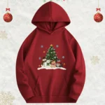 Unisex Christmas Tree & Cute Characters Printed Hoodie