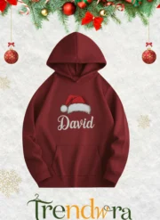 Unisex Personalized Name Santa Hat Hoodie - Image 3