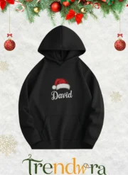 Unisex Personalized Name Santa Hat Hoodie