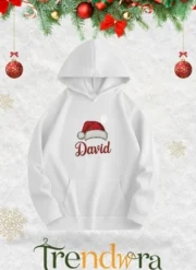 Unisex Personalized Name Santa Hat Hoodie - Image 2
