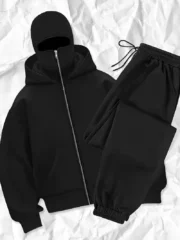 Fermuarlı Kapüşonlu Sweatshirt ve Eşofman Altı Takımı – Minimal Stil